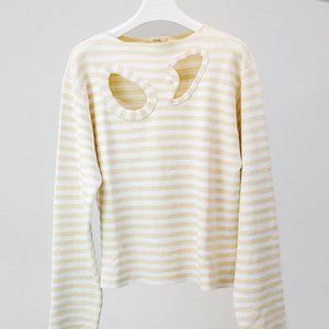 Celine R/17 Beige & White Cutout Striped Sweater